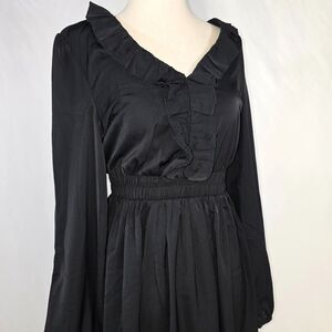 New with Tag Blouson Sleeve Black Ruffled Maxi Dress Size Small